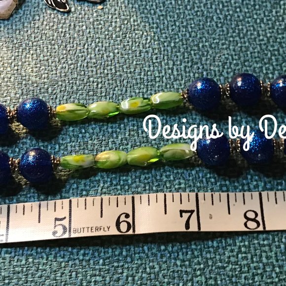 Navy & Forest Fused Glass Pendant Necklace Set - Picture 4 of 5